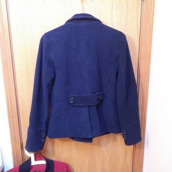 American Eagle Wool Sz M Jacket Coat Navy Blue - Picture 2 of 10